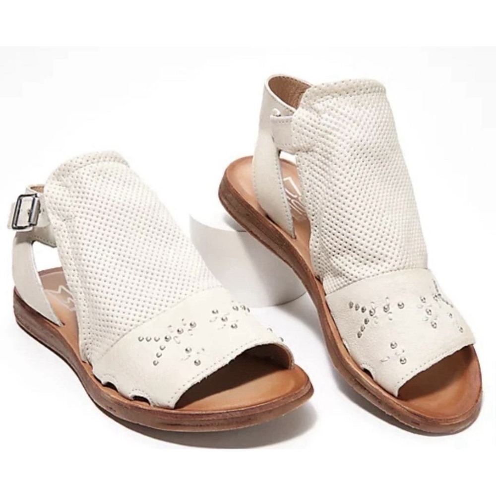 Miz Mooz Women Leather Ankle Strap Sandals -Fifi Size 41 US 9.5 Wide Linen
